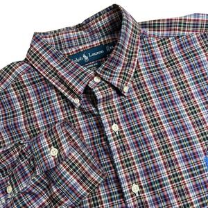 Ralph Lauren Mens XL Multicolored Plaid Classic Long Sleeve Button Down‎ Shirt